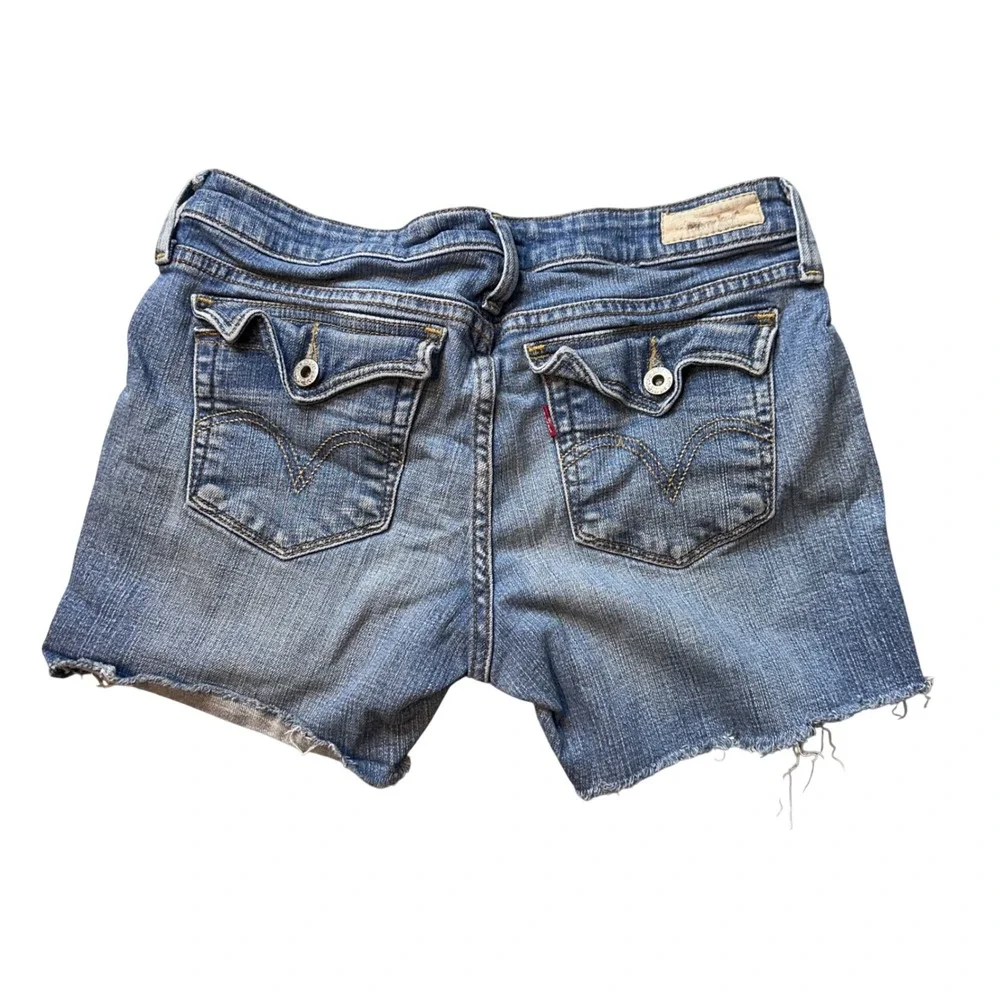 Vintage Levi's 545 Jean Shorts Womens 8 Medium Blue Low Boot Cut Raw Hem Cut Off